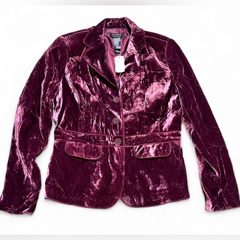 Liz Claiborne NWT Velvet Blazer - Burgundy Dark Glam Luxe Indie Sleaze Parisian